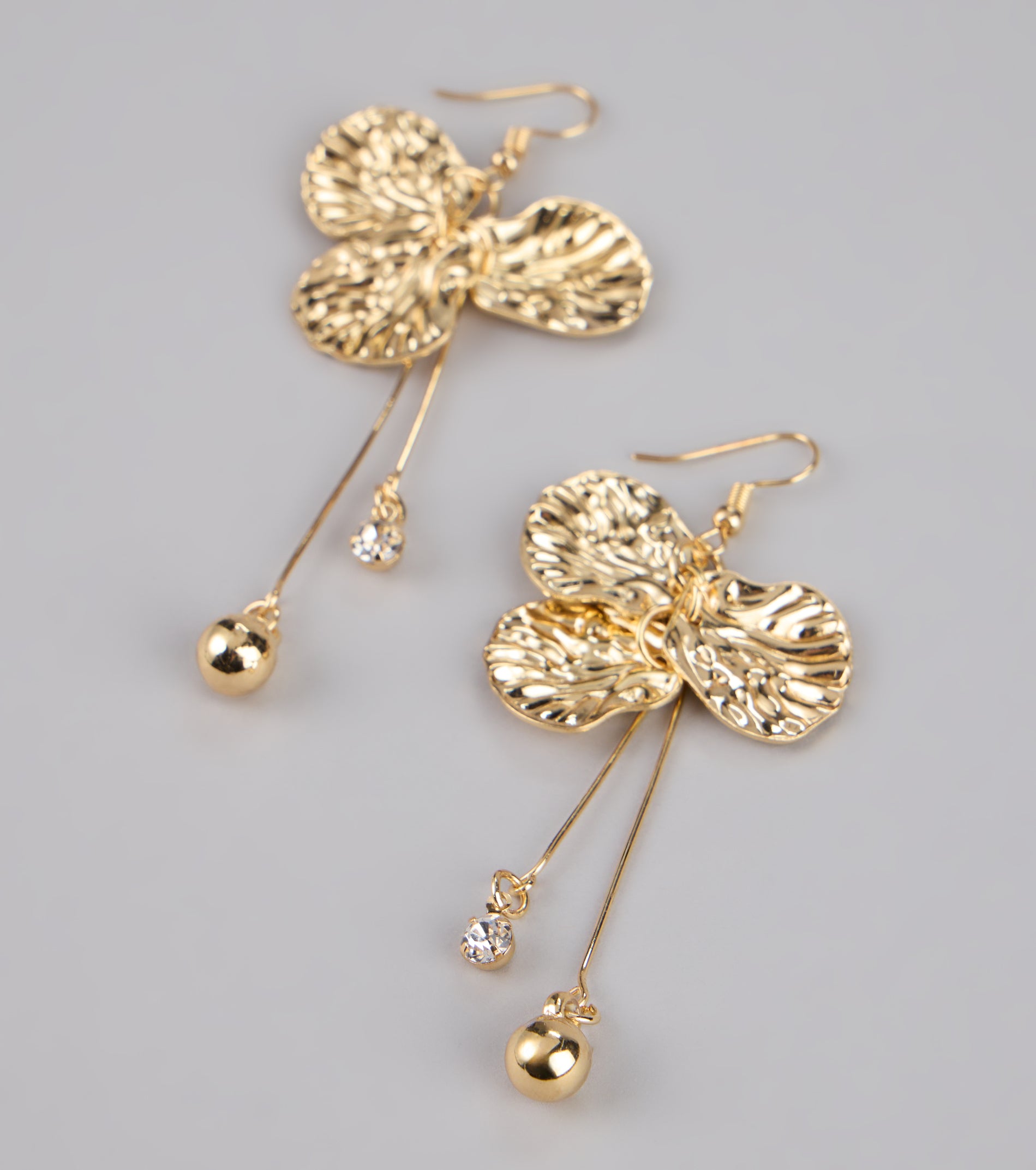 Golden Bloom Floral Petal Earrings - Image 3