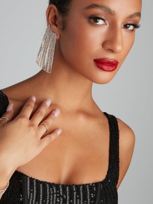 Angel Eyes Rhine Fringe Ear Cuffs