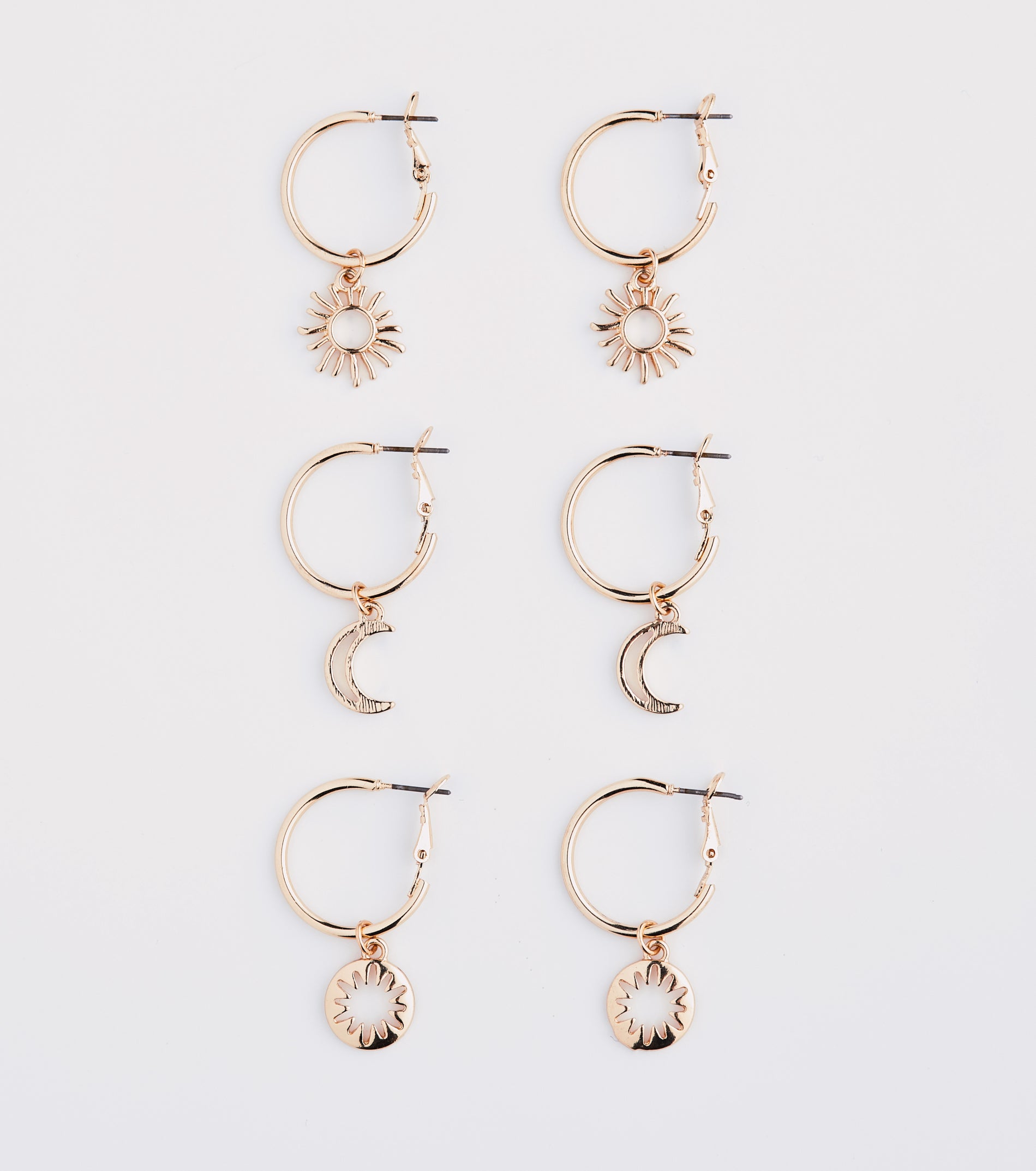 Boho Charm Huggie Hoop Earring Set