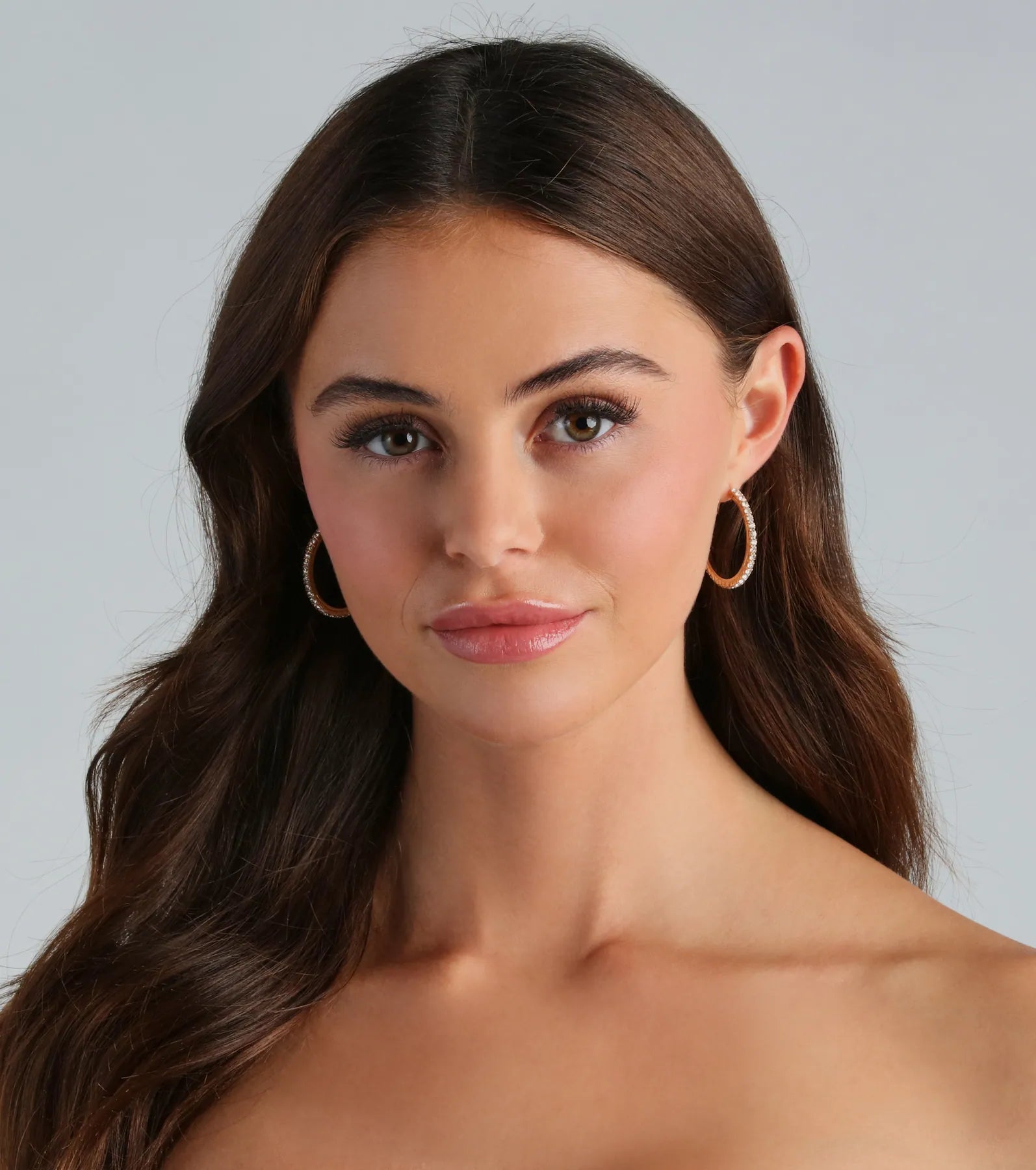 Pretty Sparkle Rhinestone Hoop Earrings - Image 5