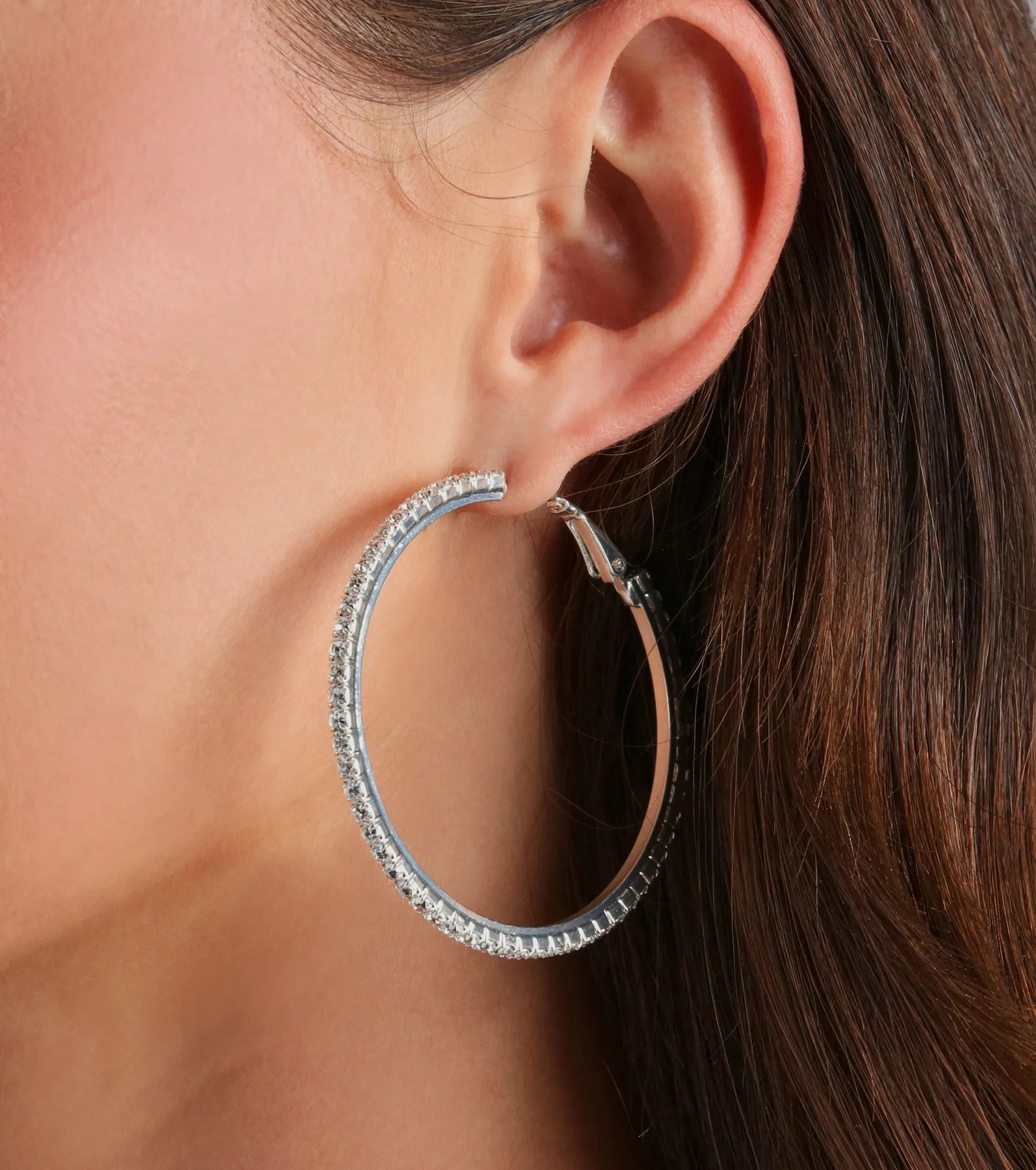 Gorgeous Sparkle Rhinestone Hoop Earrings - Image 2