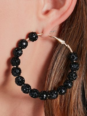 Be Rare Rhinestone Ball Hoop Earrings