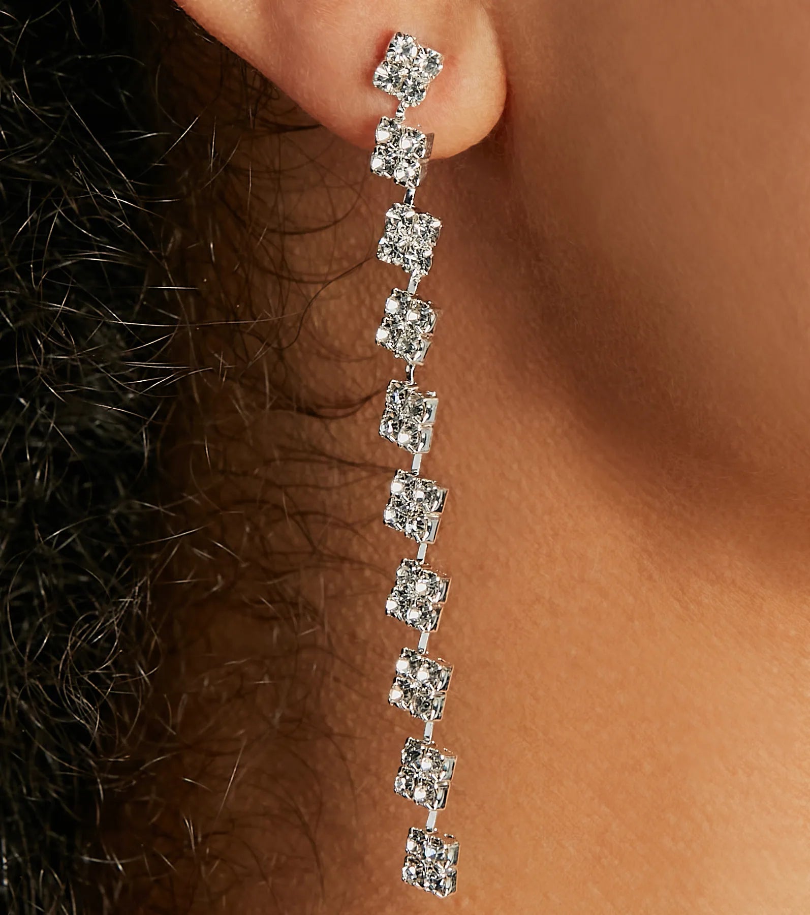 Prettiest Glam Rhinestone Dainty Drop Earrings - Image 2