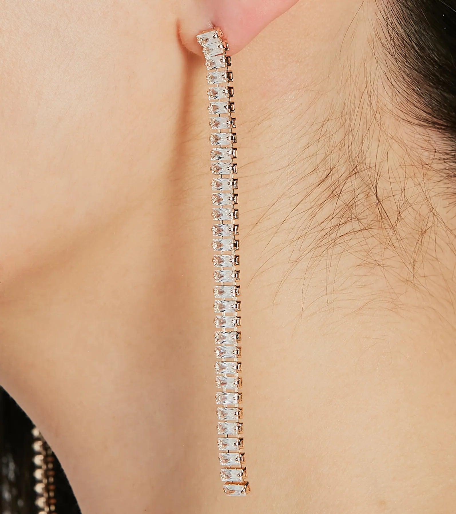 Pretty Pairing Rhinestone Linear Earrings - Image 2