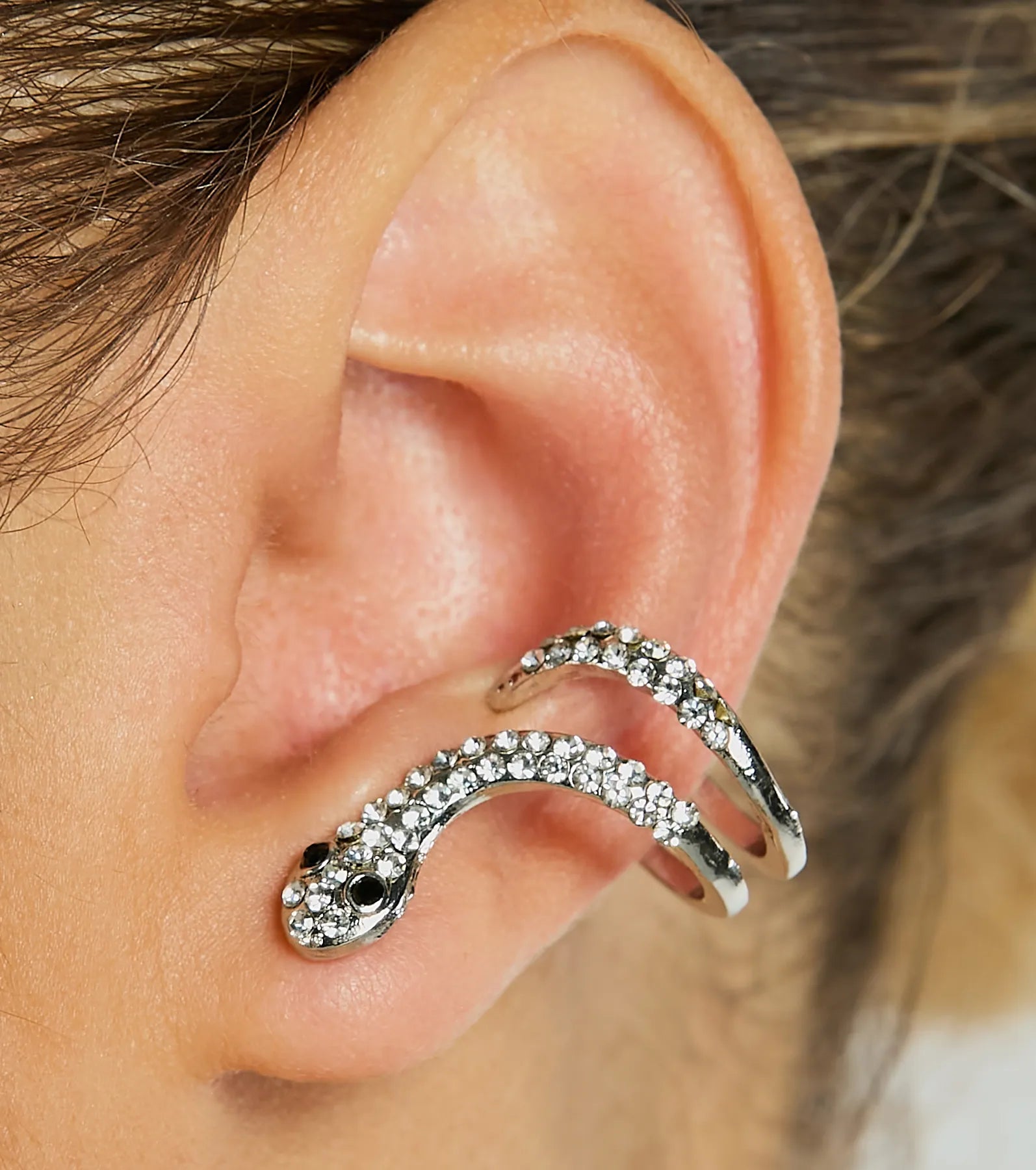 Enchanting Serpentine Snake Rhinestone Earrings - Image 2
