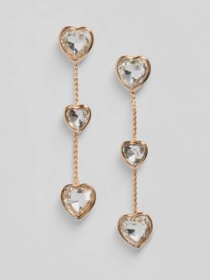 Adorable Glam Rhinestone Heart Duster Earrings
