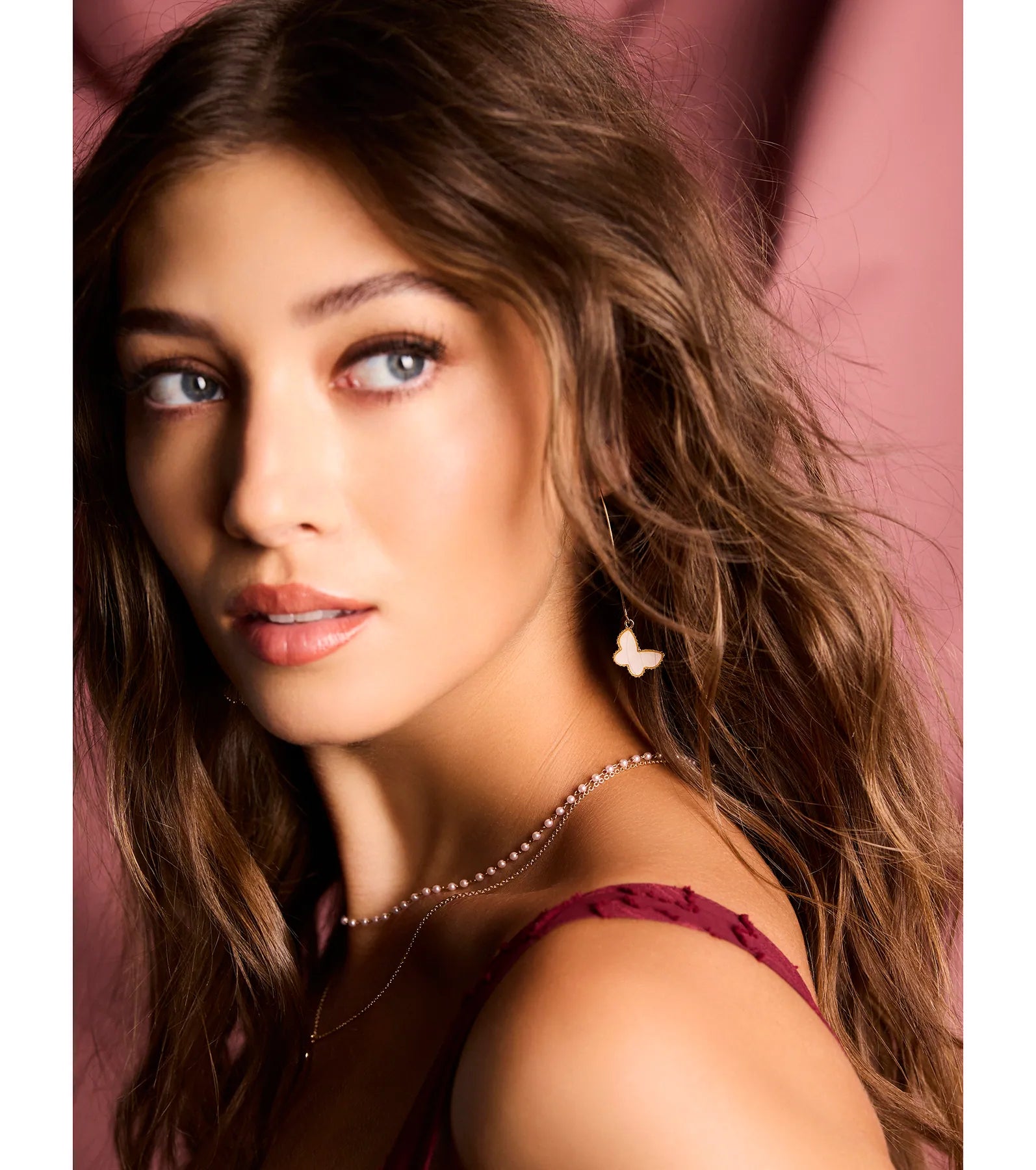 Cute Detail Butterfly Charm Threader Earrings - Image 2