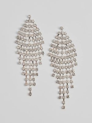 Vintage Glam Rhinestone Fringe Earrings