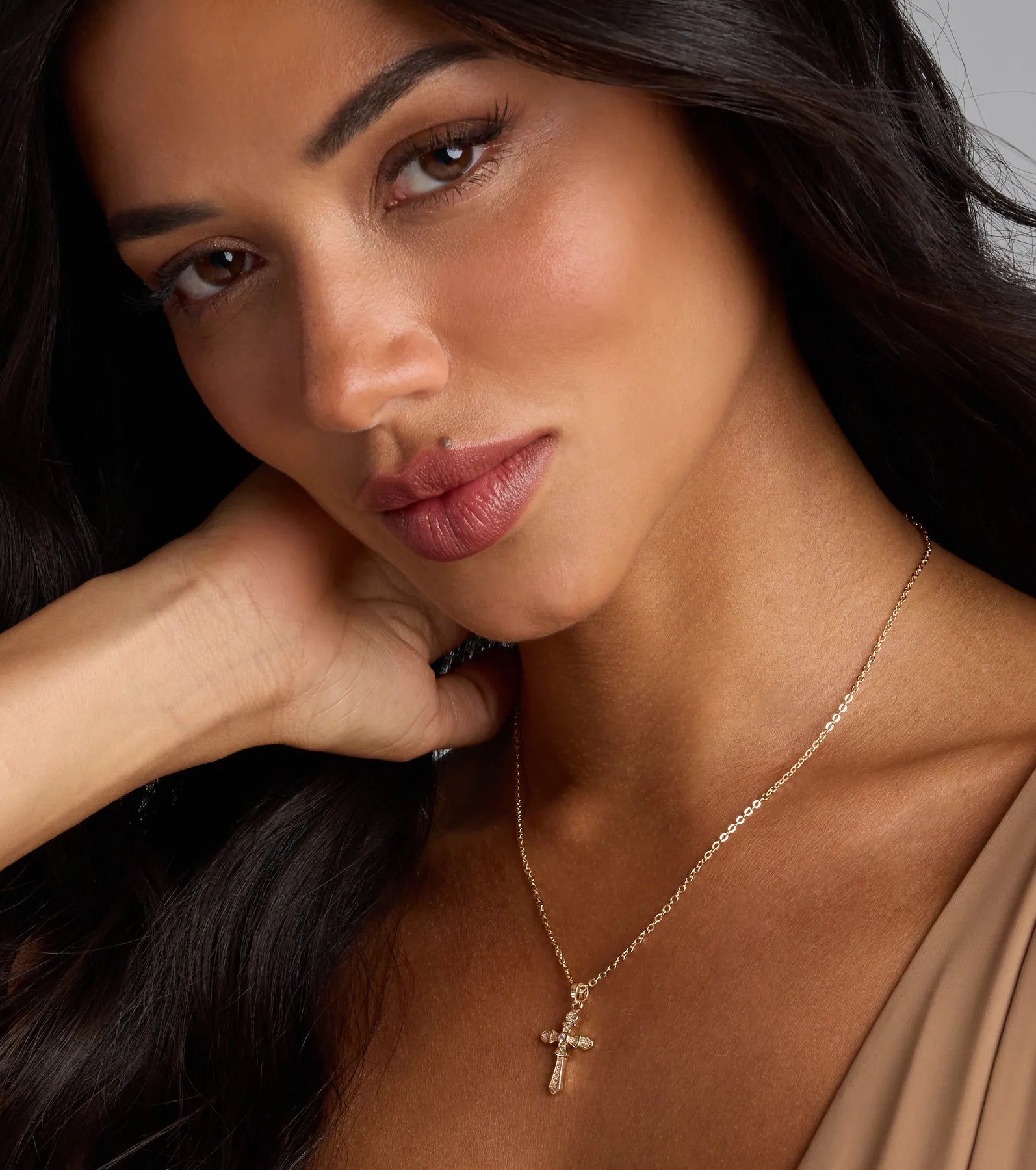 Divine Shine Cubic Zirconia Cross Necklace - Image 3