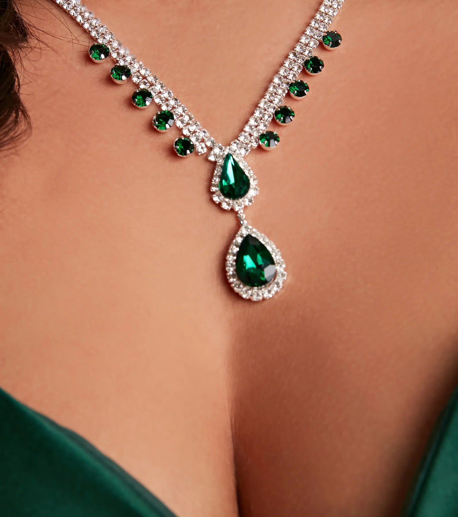 Glamorous Affair Gemstone Necklace And Earrings Set - Image 3