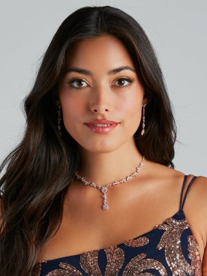 All That Glam Rhinestone Necklace And Earrings Set