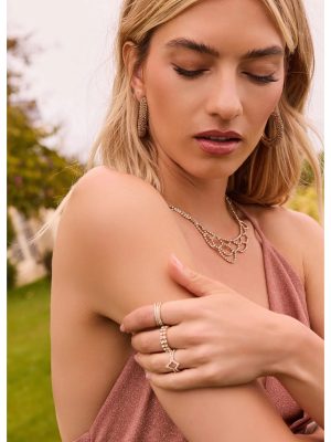 Luxe Touch Rhinestone Scalloped Collar Necklace