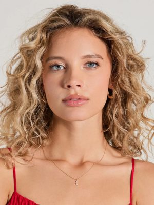 Dainty Cubic Zirconia Moon Charm Necklace