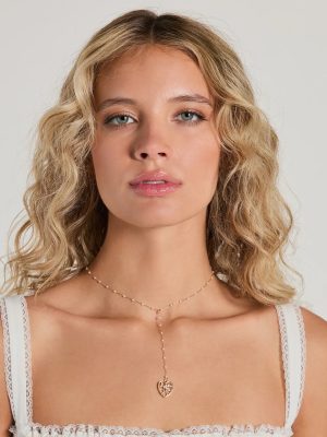 Way To My Heart Rhinestone Faux Pearl Lariat Necklace