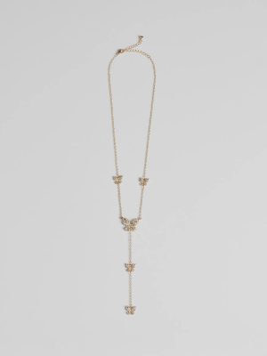 Whimsy Glamour Rhinestone Butterfly Necklace