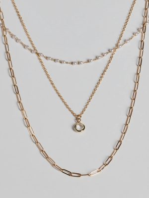Casual-Chic Pearl Chain Layered Necklace Set