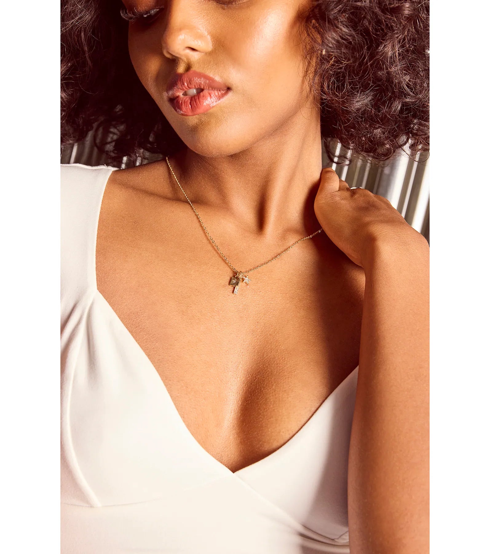 Glam Wish Rhinestone Celestial Charm Necklace - Image 3