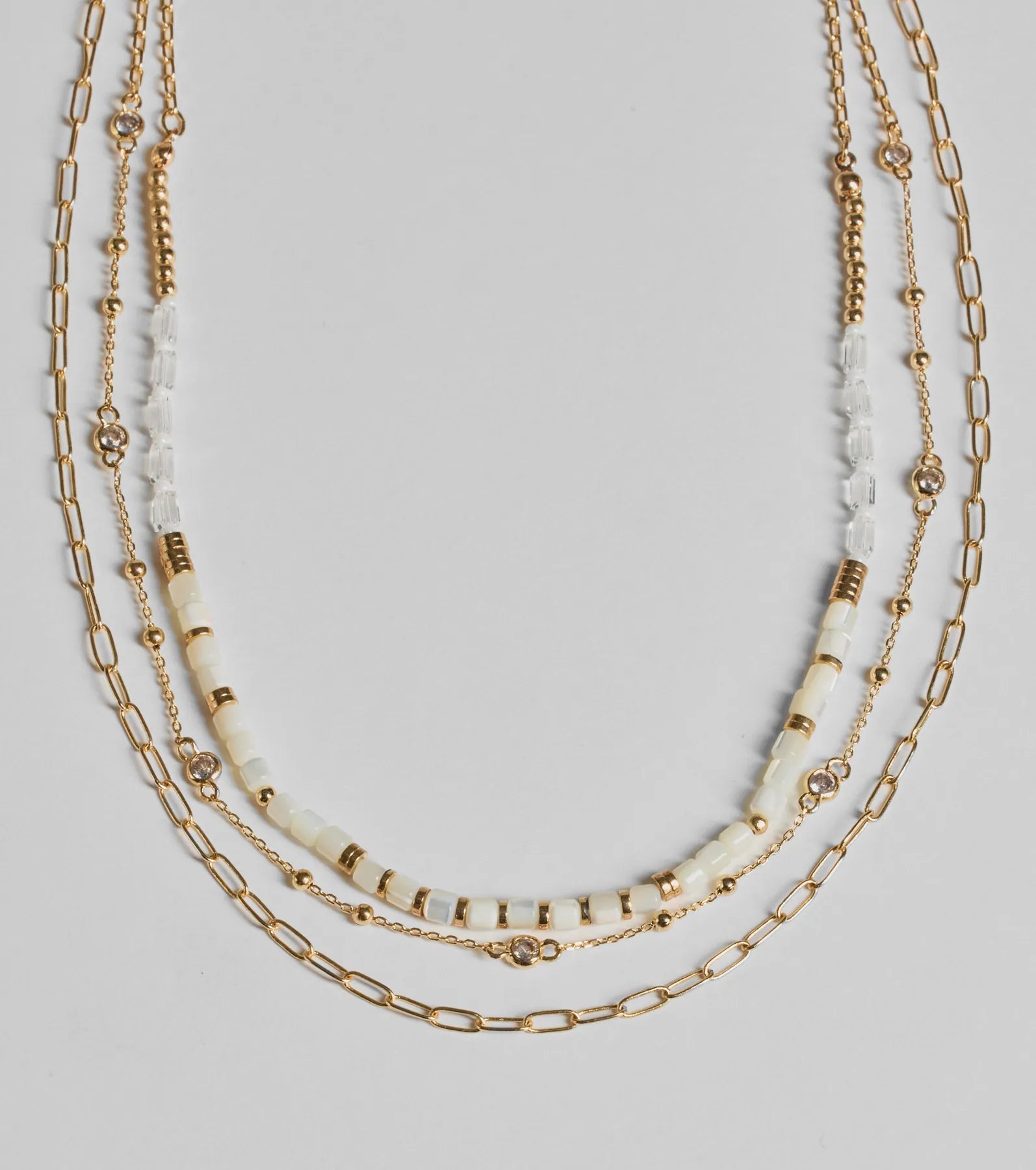 Three Way Tie Layered Bead Necklace - Image 2
