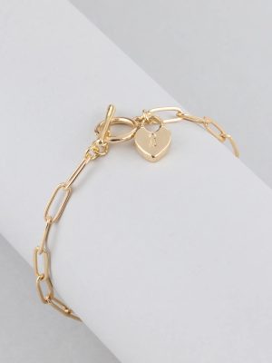 Trendy Love Lock Charm Paperclip Chain Bracelet