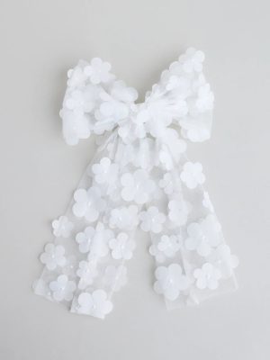 Cutest Charm Flower Tulle Bow Hair Clip