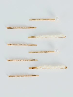 Dainty Luxe Pearl And Rhinestone Hair Pin Set