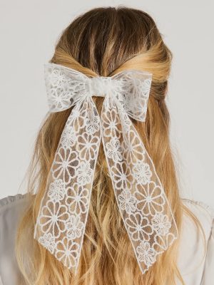 Sweet And Perfect Floral Lace Bow Hair Barrette