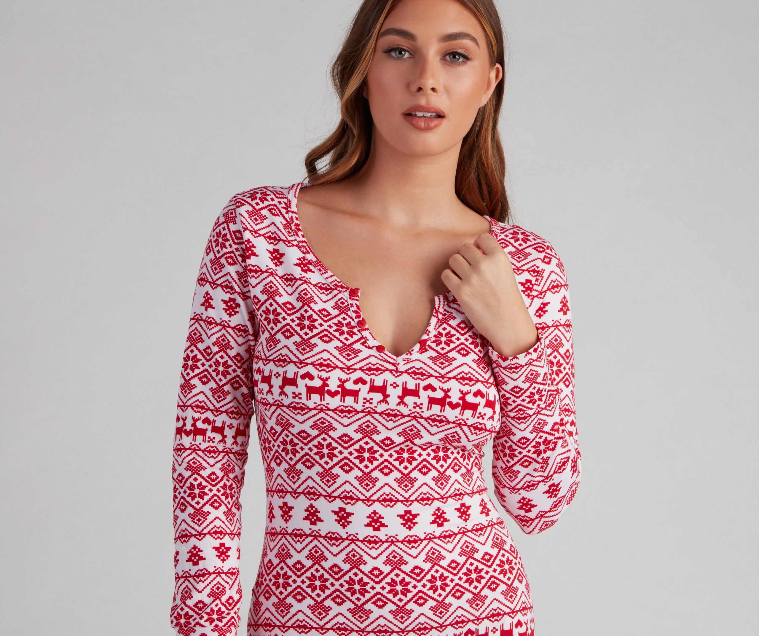 Tis' The Season Fair Isle Pajama Romper Set - Image 4