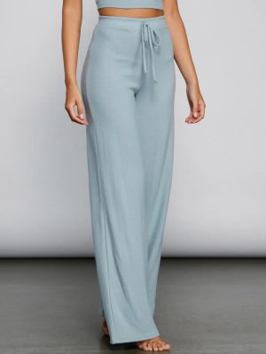 Sleeping In Wide-Leg Pajama Pants