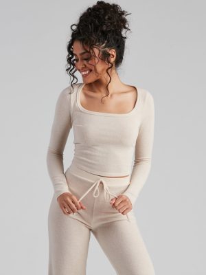 Cozy Ticket Brushed Knit Pajama Top