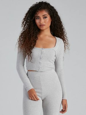 Stylishly Snug Henley Pajama Top