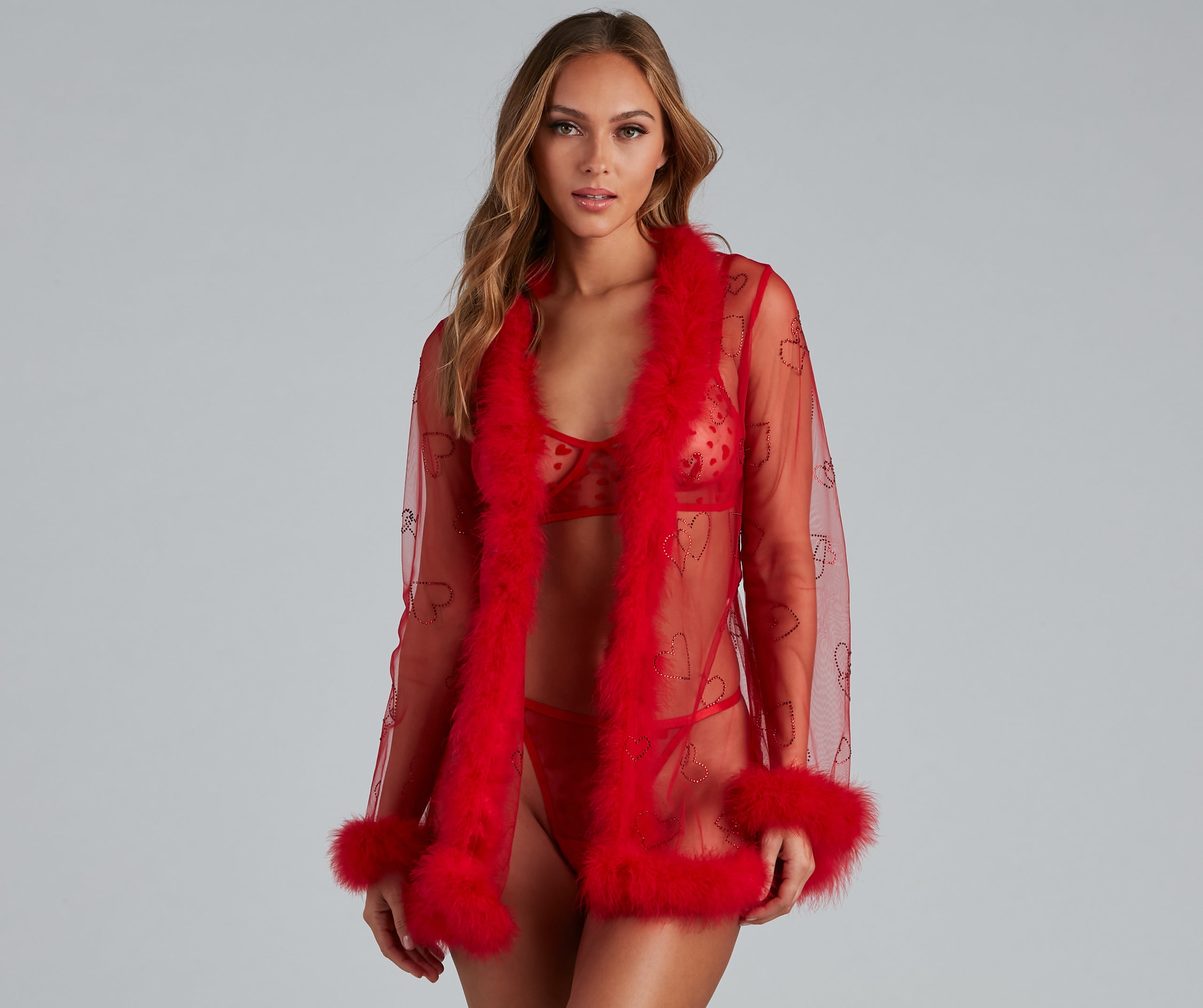 Totally Smitten Marabou Trim Robe - Image 2