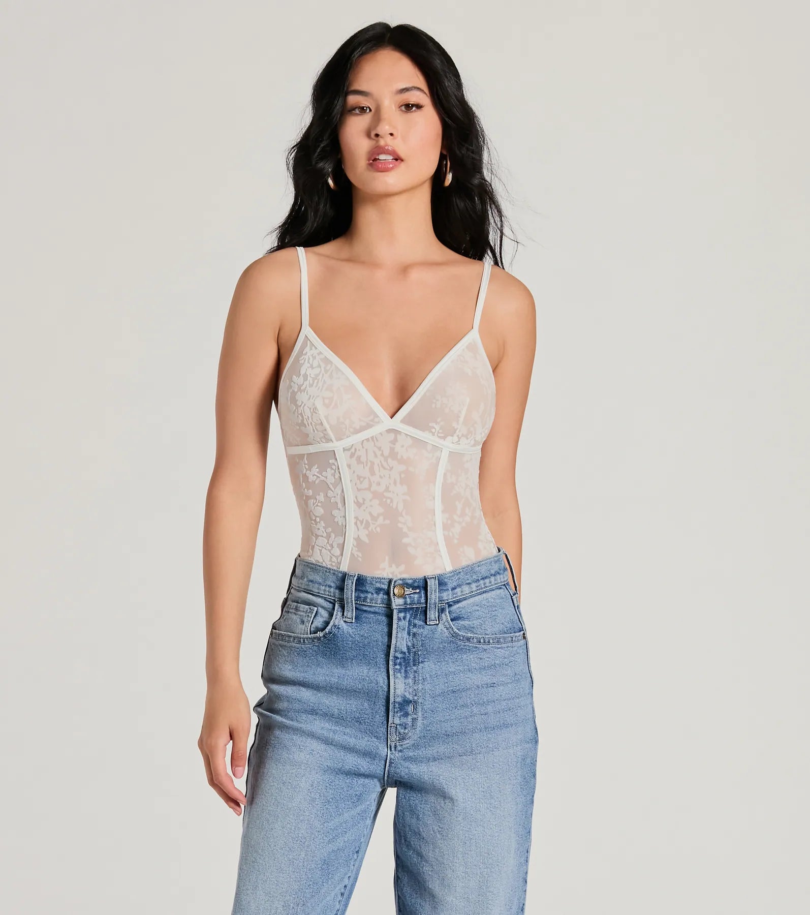 Attention Getter V-Neck Sheer Mesh Bodysuit - Image 6