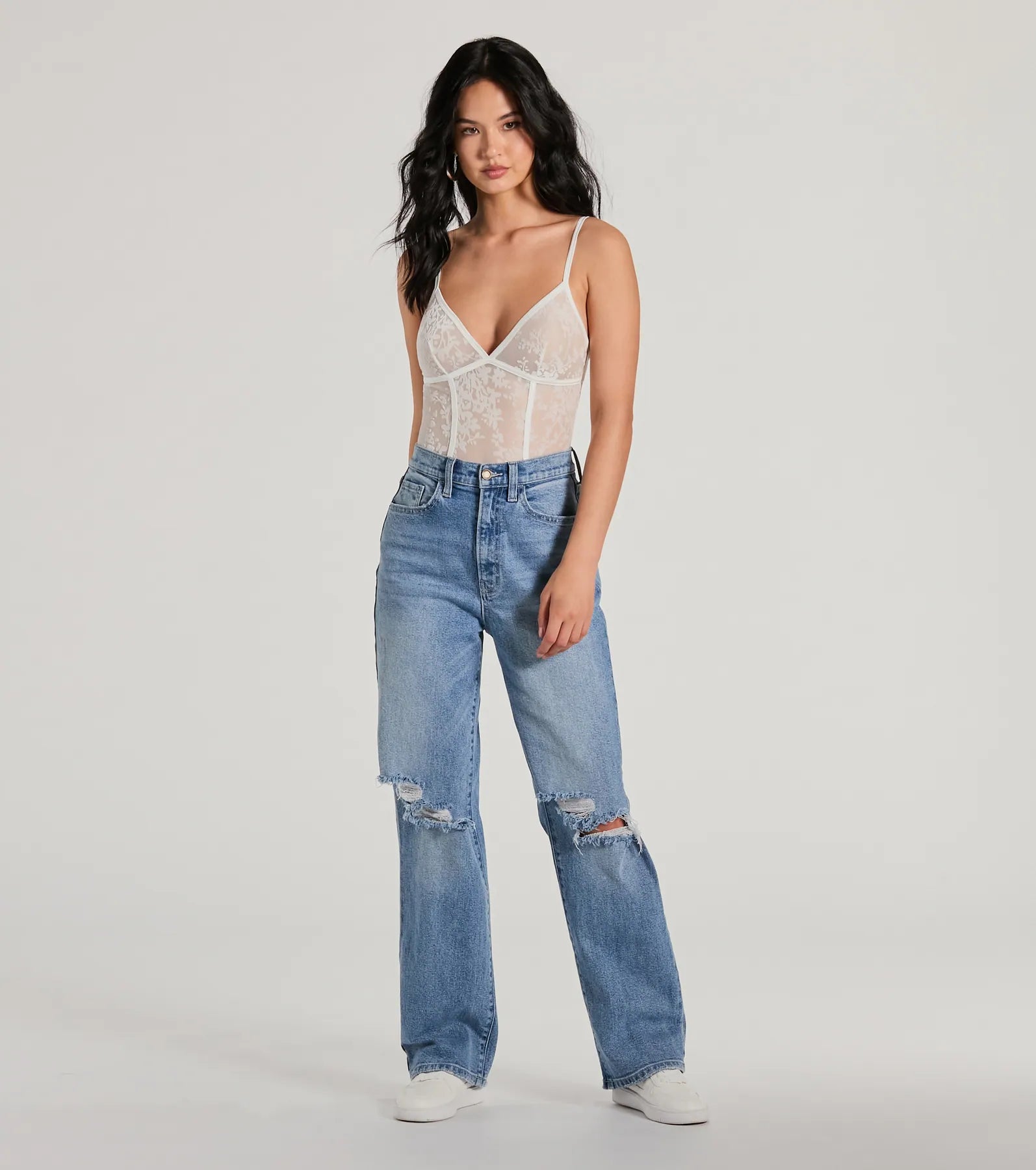 Attention Getter V-Neck Sheer Mesh Bodysuit - Image 8
