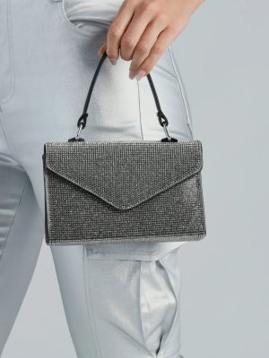 Glam Up Rhinestone Envelope Top Handle Bag
