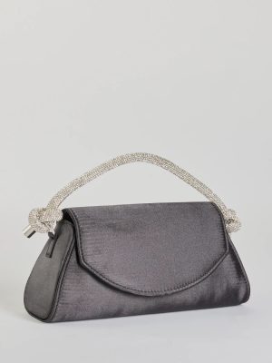 Glam Aspiration Rhinestone Strap Satin Handbag