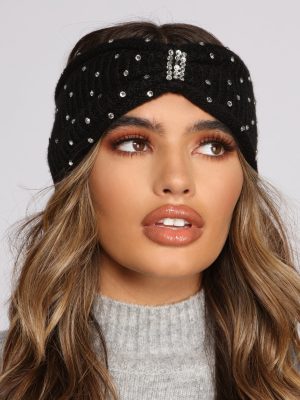 Rhinestone Bow Front Knit Headband
