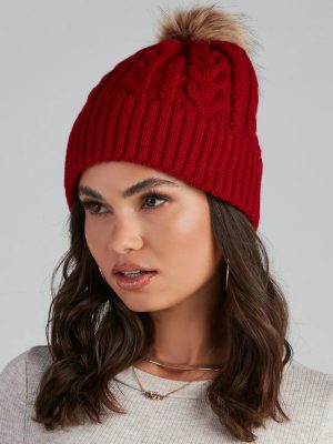 Winter Ready Pom Cable Knit Beanie