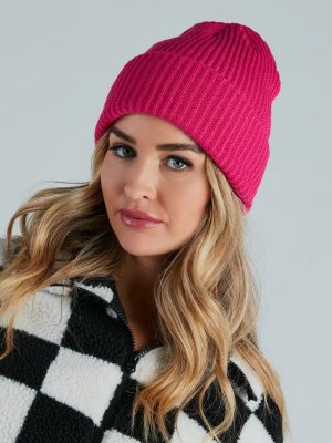 Cute Classic Fold-Over Ribbed Knit Beanie