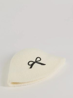 Adorably Cozy Bow Detail Faux Wool Bucket Hat