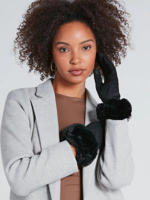 Cold Weather Luxe Faux Fur Trim Gloves