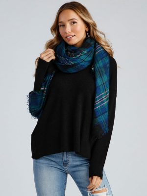 Wrapped In Plaid Frayed Scarf