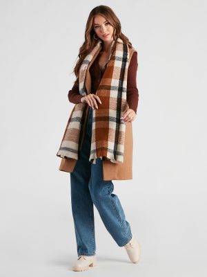 Cold Babe Plaid Blanket Scarf