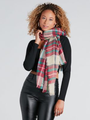 Favorite Season Plaid Frayed Scarf