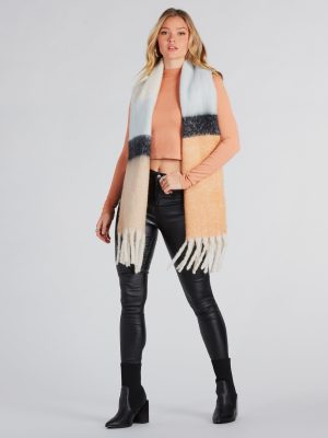 Winter Chill Striped Fringe Scarf