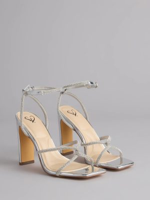 VIP Only Rhinestone Metallic Block Heels