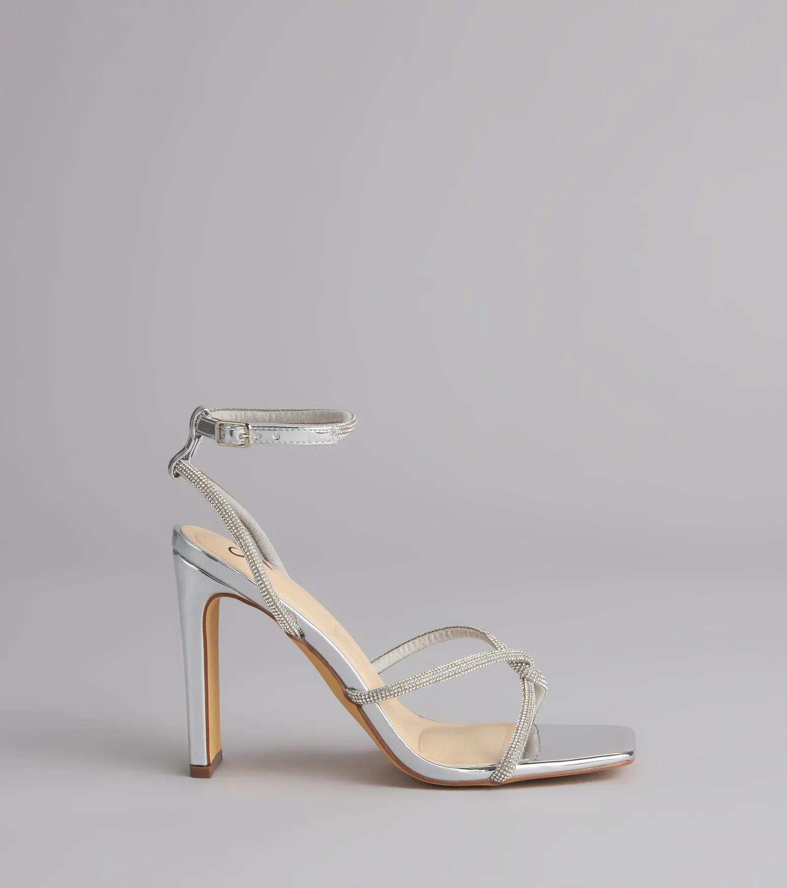 VIP Only Rhinestone Metallic Block Heels - Image 2