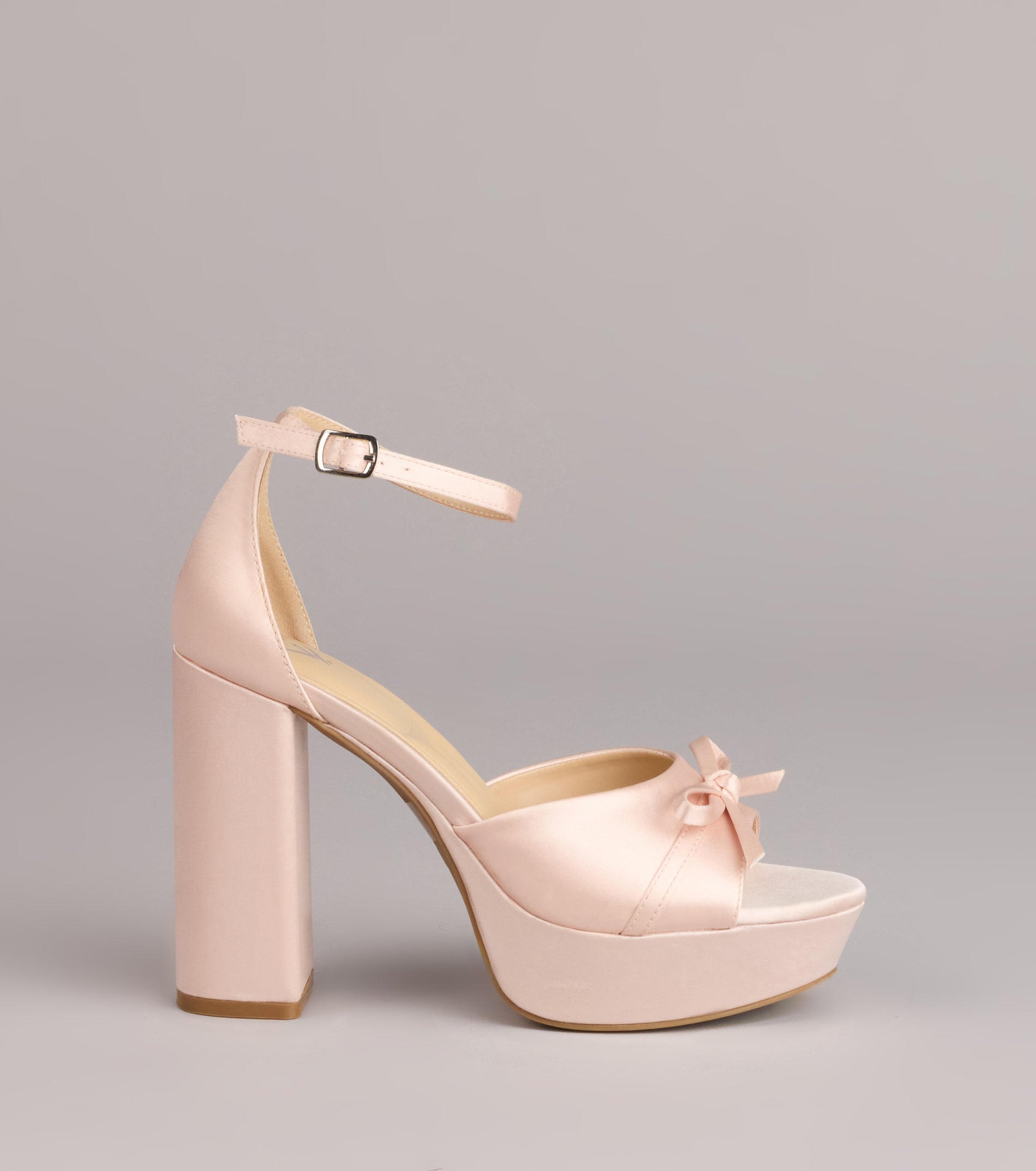 Sweet Statement Satin Bow Block Heels - Image 2