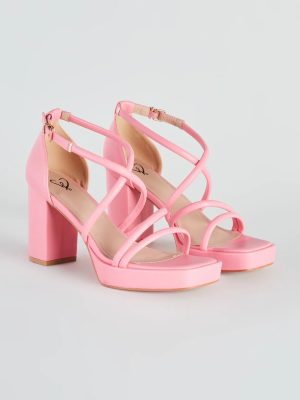 All Crossed Up Strappy Block Heels