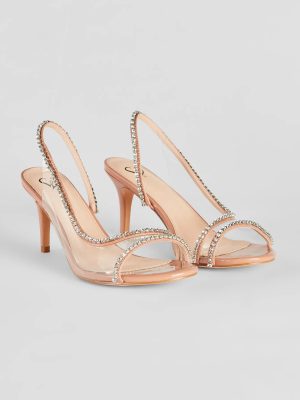 Cool-Girl Glam Rhinestone Clear Strap Stiletto Heels
