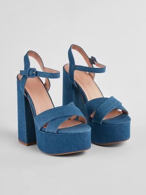Carpe Denim Platform Block Heels